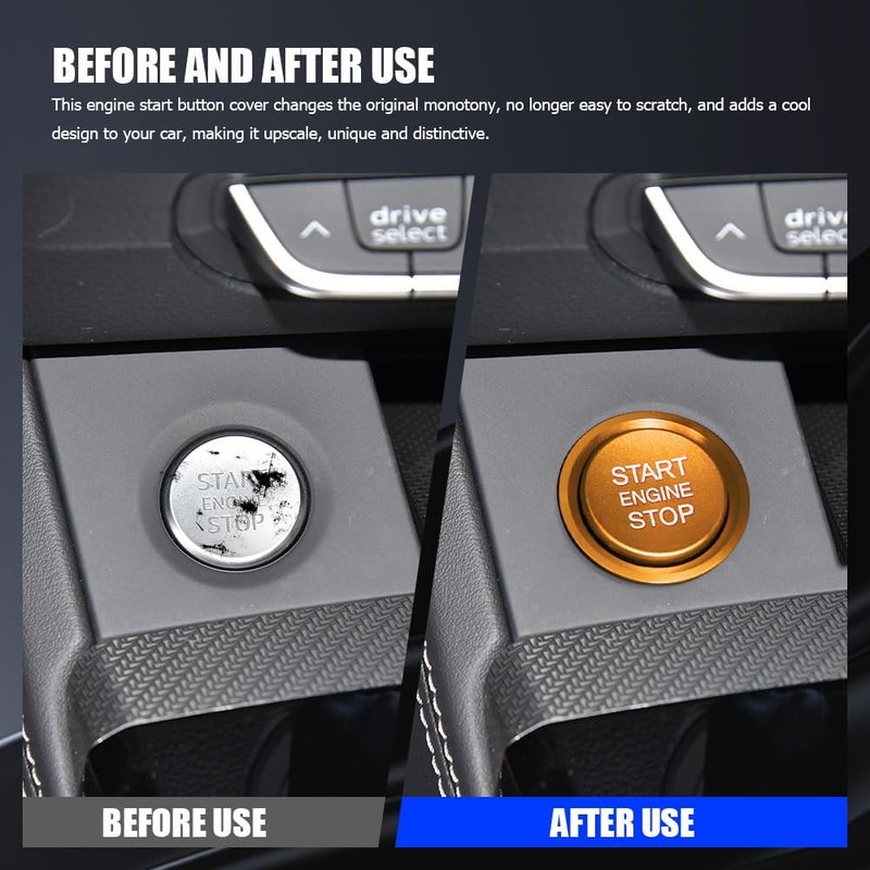 Lyxheth Car Push Start Button Cover, Engine Start Cover, Cool Aluminum Engines Starts Buttons Covers with Metal Ring for Cars Decorations, Car Engine Start Button Decal Accessory for Audi A4 (Gold) - Image 4